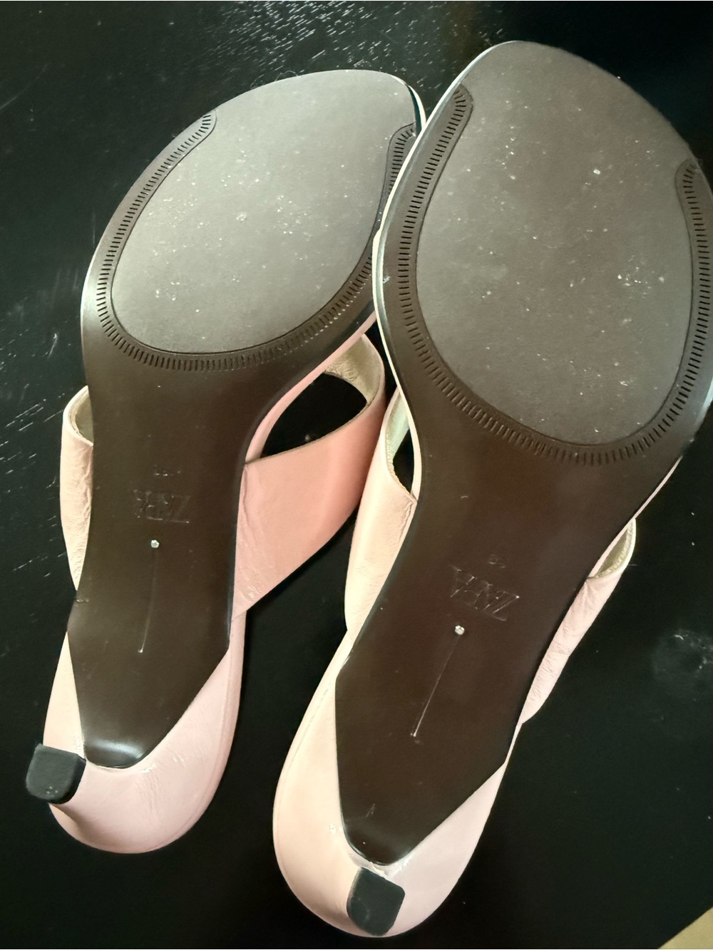Zara Pale Pink Leather Thong Sandals - Minimalist Slip-On Thong 7.5 Mew $55 - Picture 5 of 10